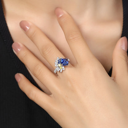 Suger-Loaf Cut Sapphire Engagement Ring,Handmade Art Deco Promise Ring,Marquise Diamond Wedding Ring,Anniversary Promise Ring,Gift For Women