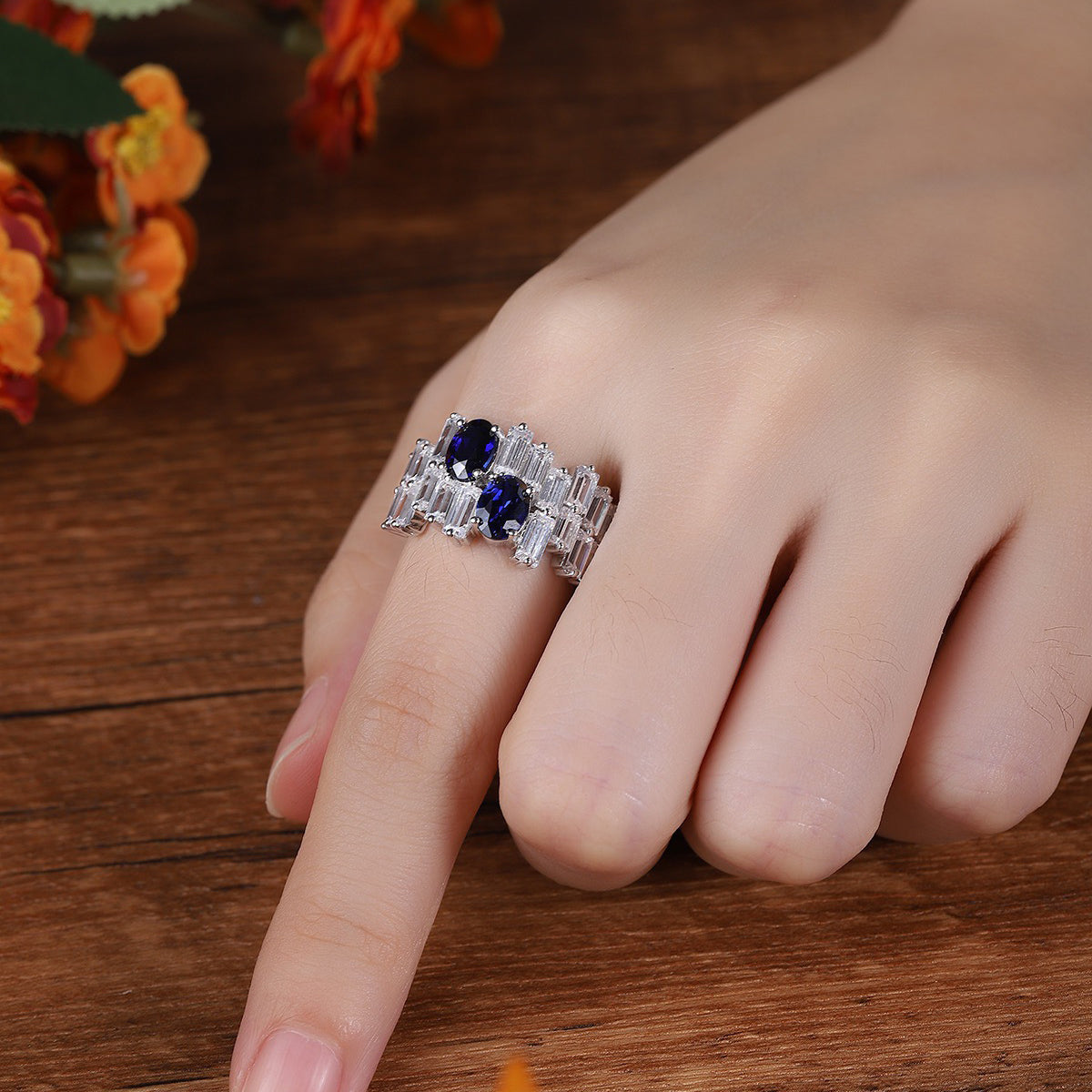 s925 sterling silver lab ruby/sapphire/emerald/paraiba/cobalt spinel & cz diamond ring