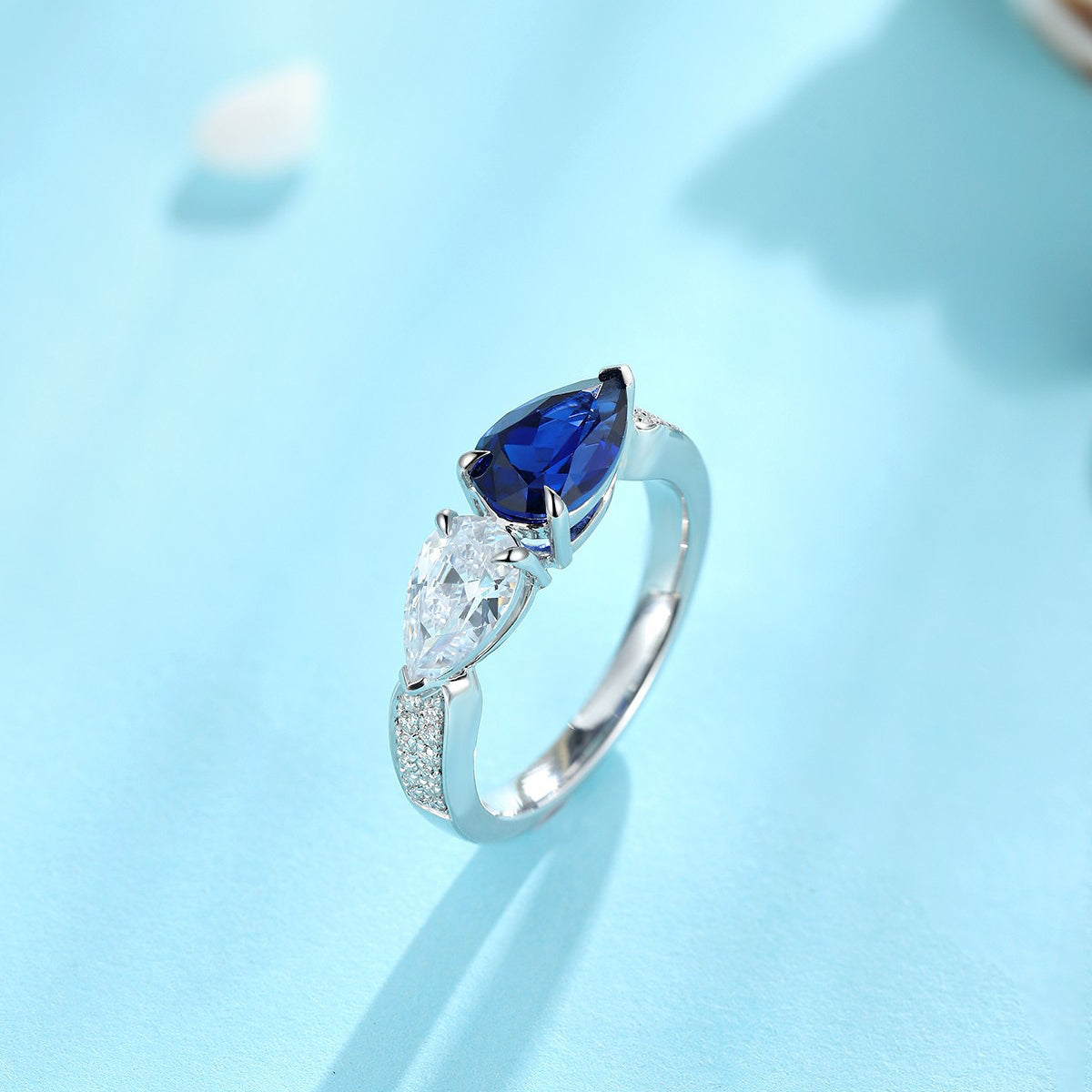 s925 sterling silver lab sapphire/ruby/emerald/paraiba/cobalt spinel & cz diamond ring