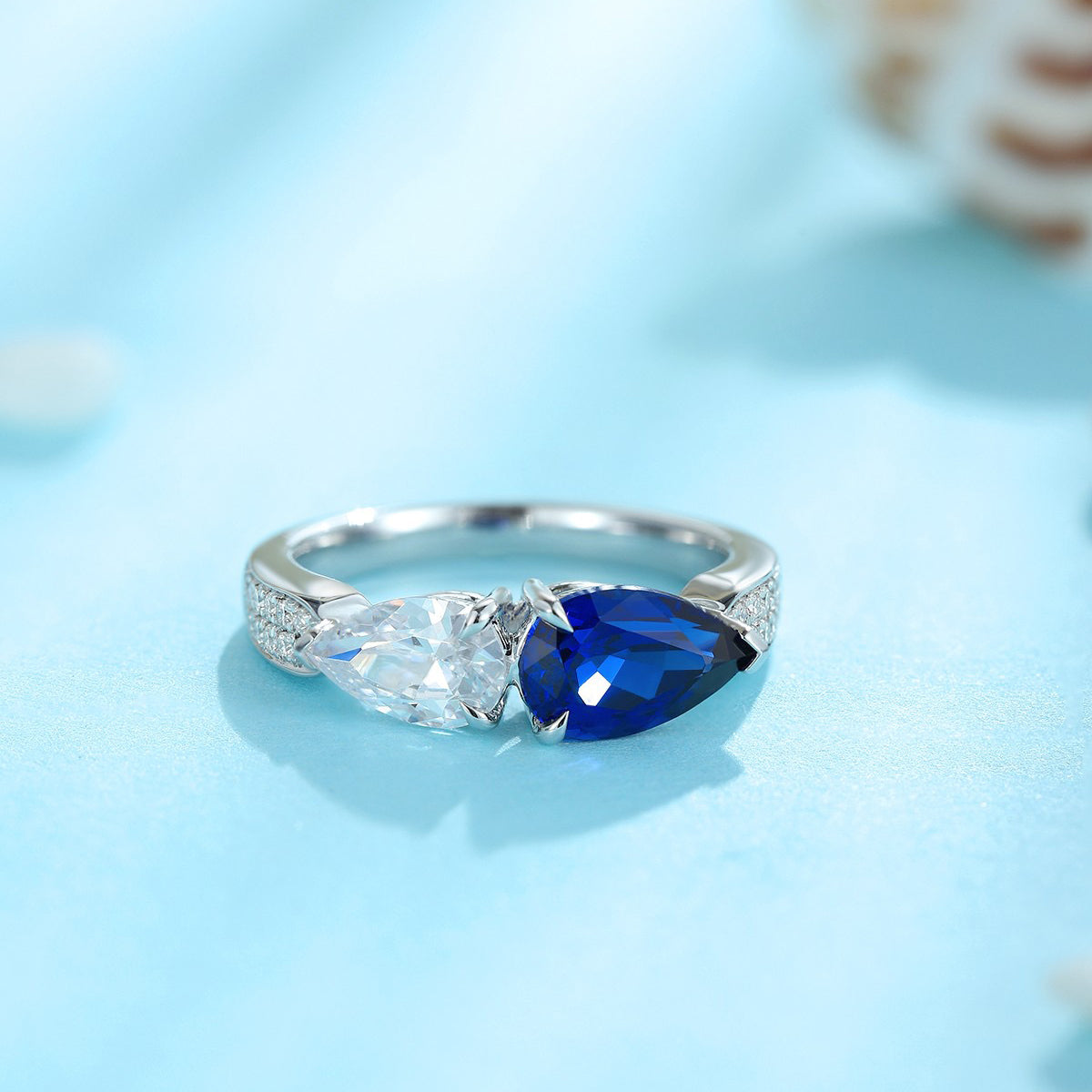 s925 sterling silver lab sapphire/ruby/emerald/paraiba/cobalt spinel & cz diamond ring