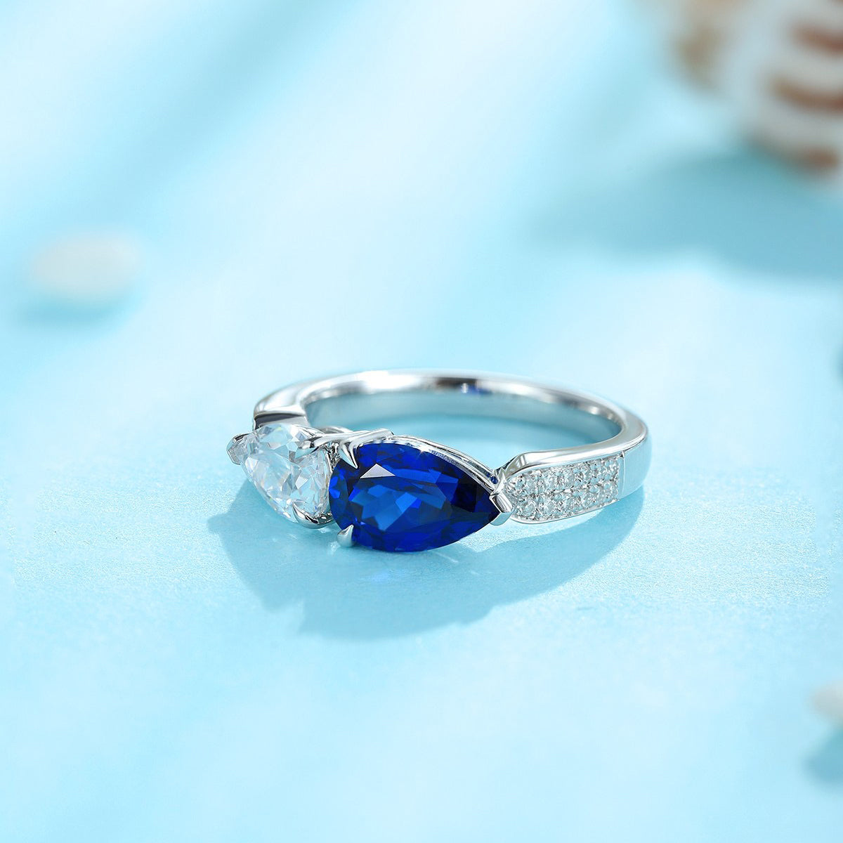 s925 sterling silver lab sapphire/ruby/emerald/paraiba/cobalt spinel & cz diamond ring