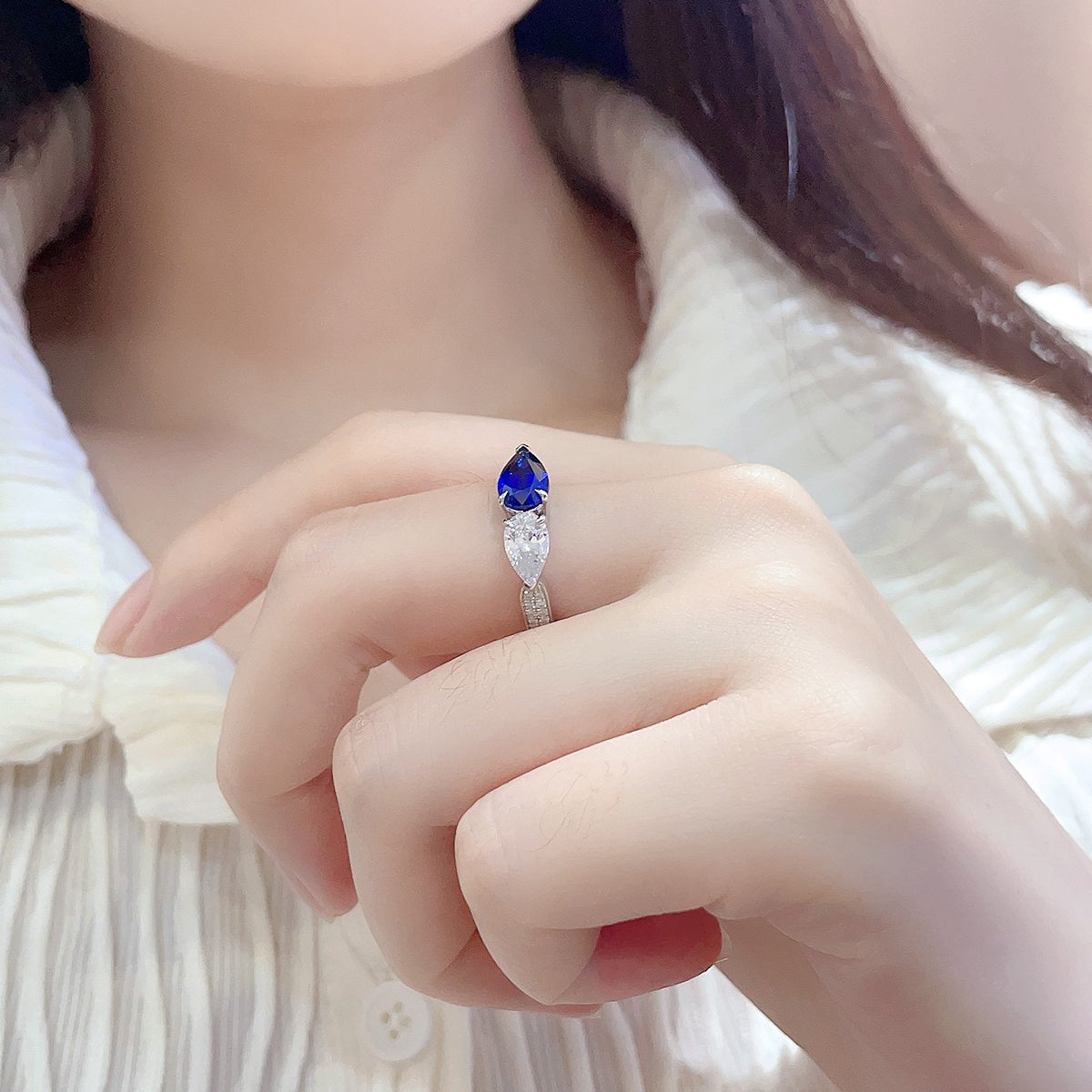 s925 sterling silver lab sapphire/ruby/emerald/paraiba/cobalt spinel & cz diamond ring