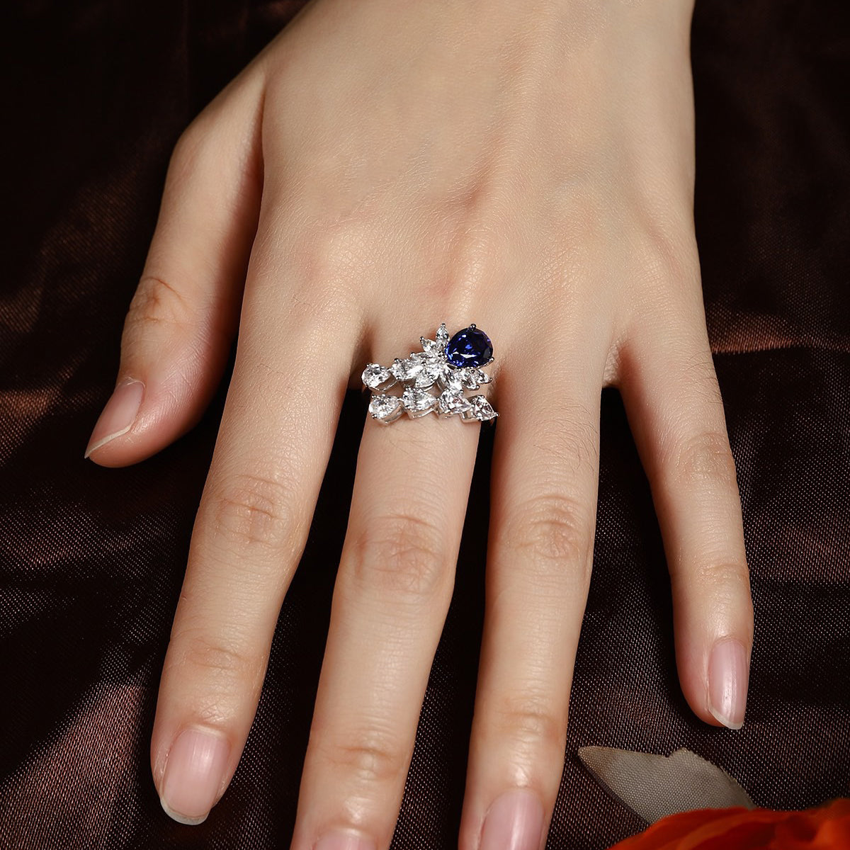 s925 sterling silver lab ruby/sapphire/emerald/paraiba & cz diamond ring