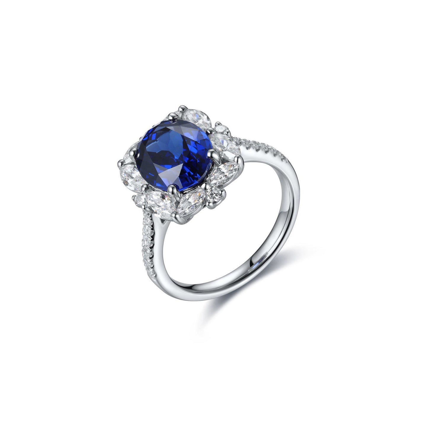 s925 sterling silver lab emerald/sapphire/ruby/paraiba/cobalt spinel & cz diamond ring