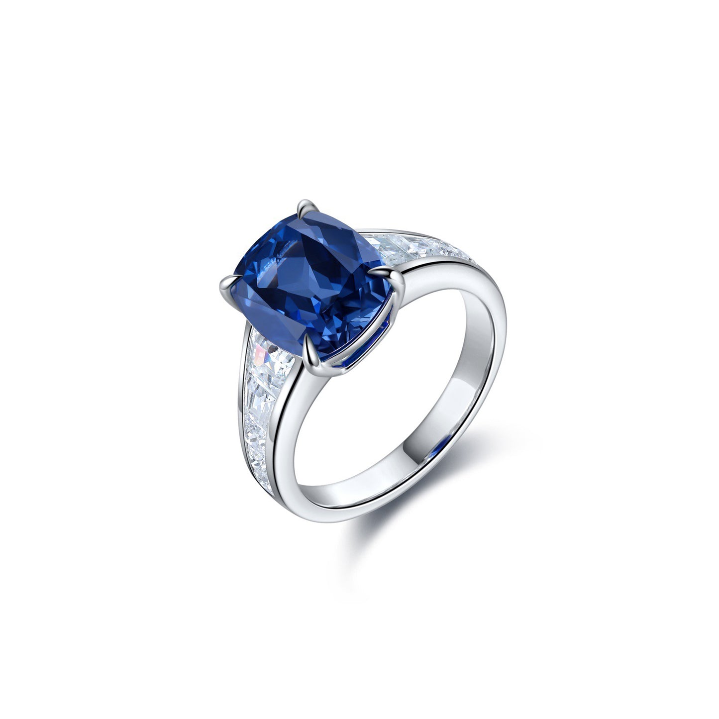 s925 sterling silver lab paraiba/ruby/sapphire/emerald & cz diamond ring