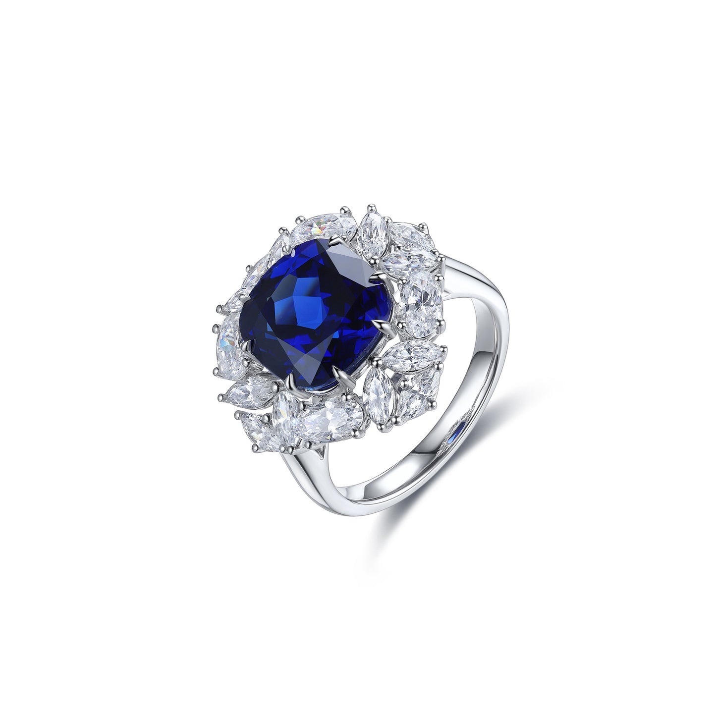s925 sterling silver lab paraiba/ruby/sapphire/emerald & cz diamond ring