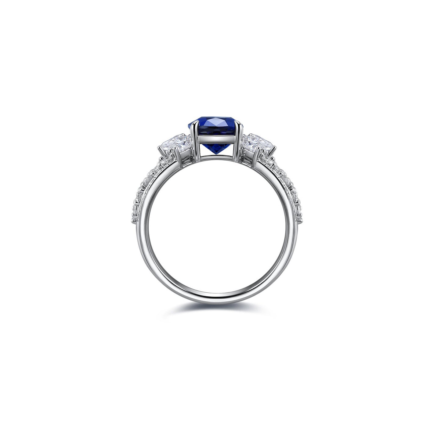 oval blue sapphire ring in s925 sterling silver, cz diamond accent ring, elegant engagement promise ring, anniversary gift for her