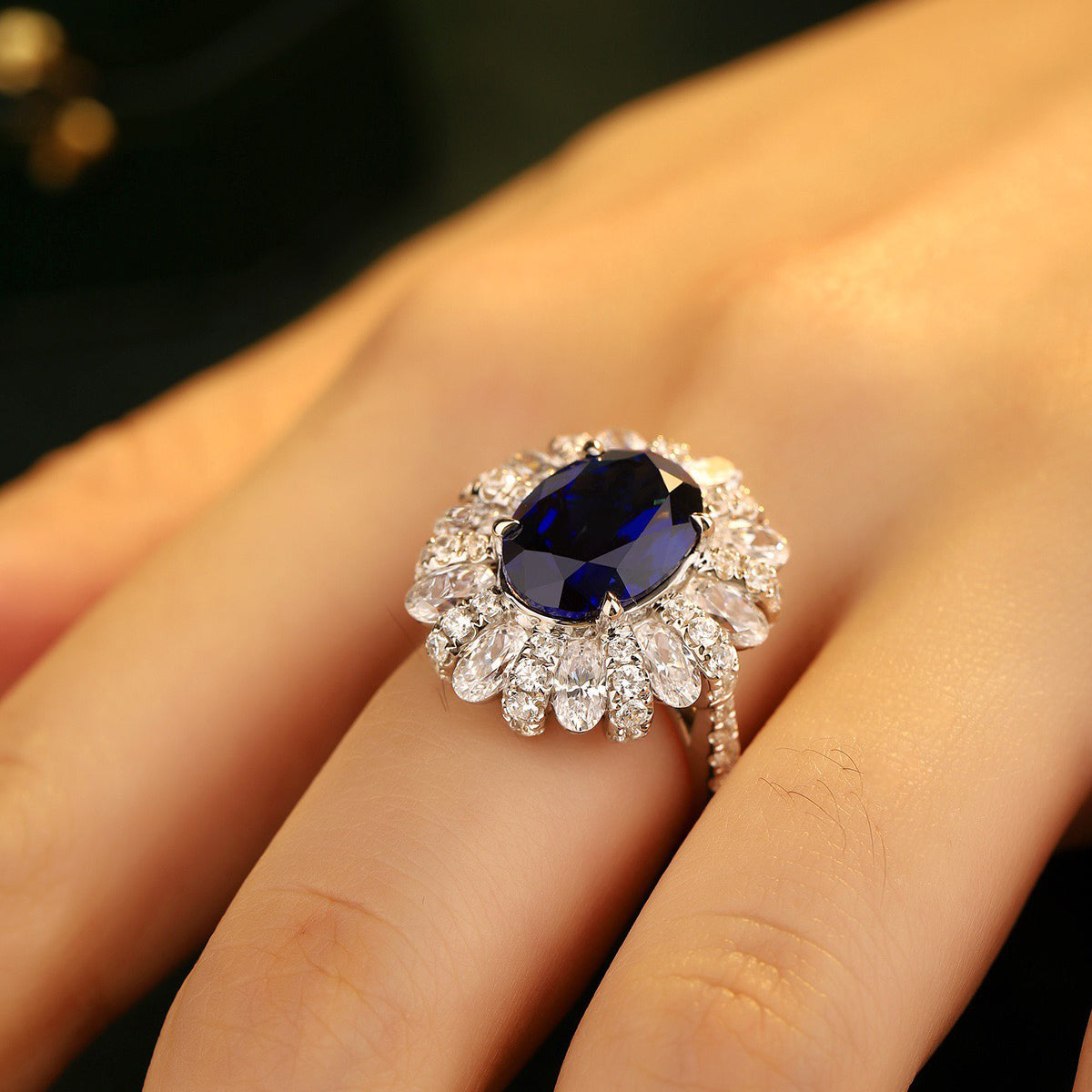 s925 sterling silver lab paraiba/ruby/sapphire/emerald & cz diamond ring