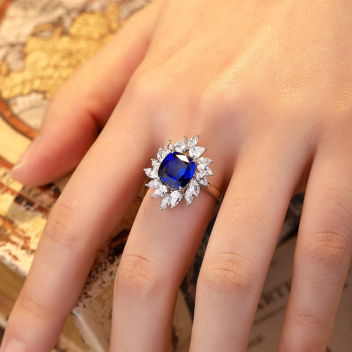 s925 sterling silver lab emerald/paraiba/ruby/sapphire & cz diamond ring