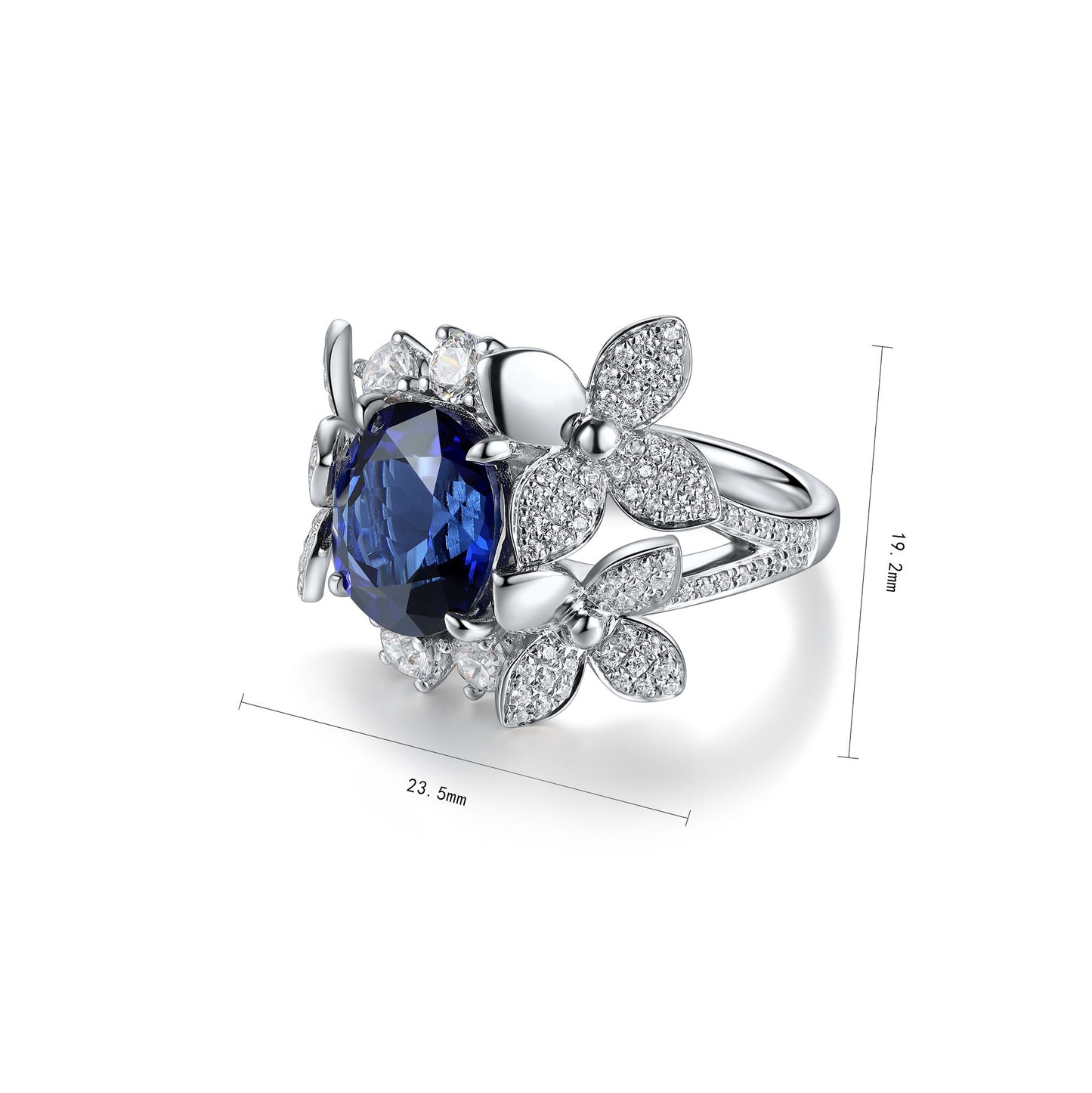 s925 sterling silver lab ruby/sapphire/emerald/paraiba & cz diamond ring
