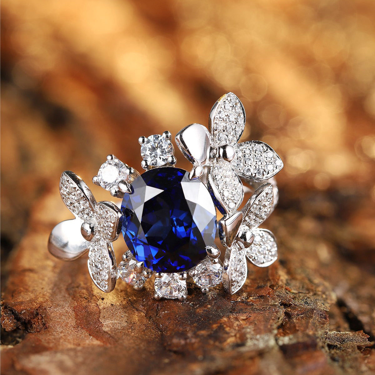 s925 sterling silver lab ruby/sapphire/emerald/paraiba & cz diamond ring