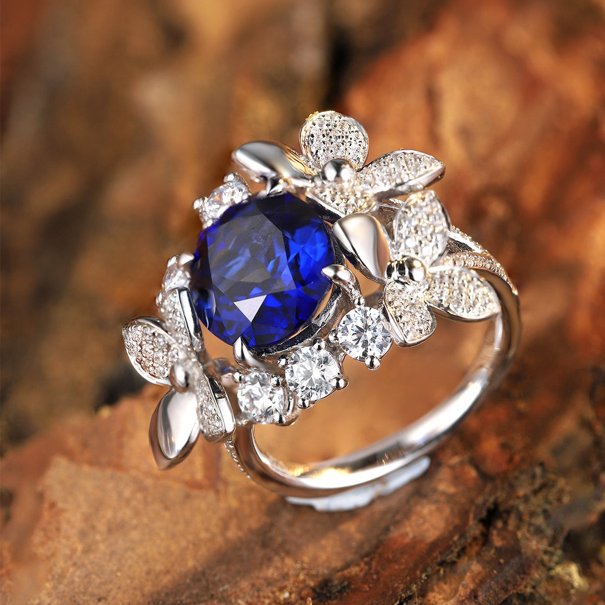 s925 sterling silver lab ruby/sapphire/emerald/paraiba & cz diamond ring