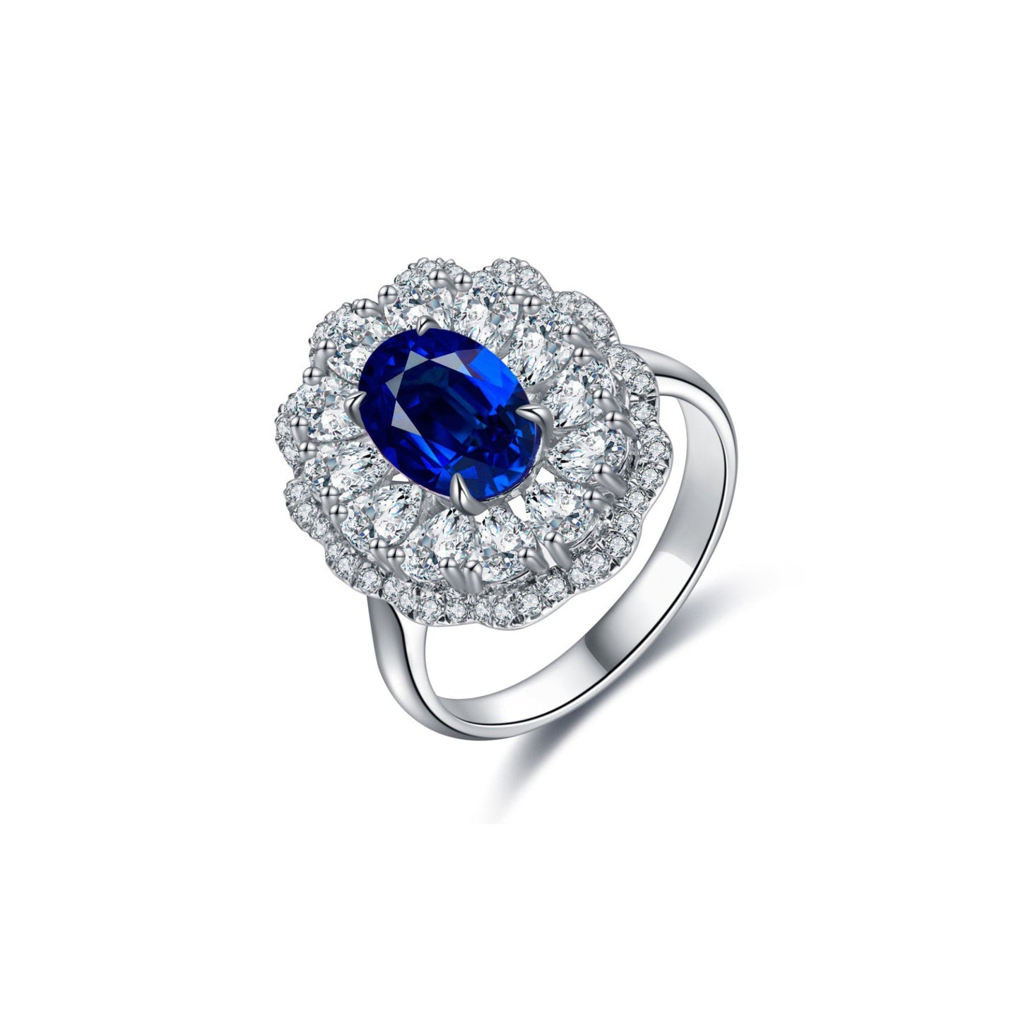 s925 sterling silver lab sapphire/ruby/emerald/paraiba & cz diamond ring