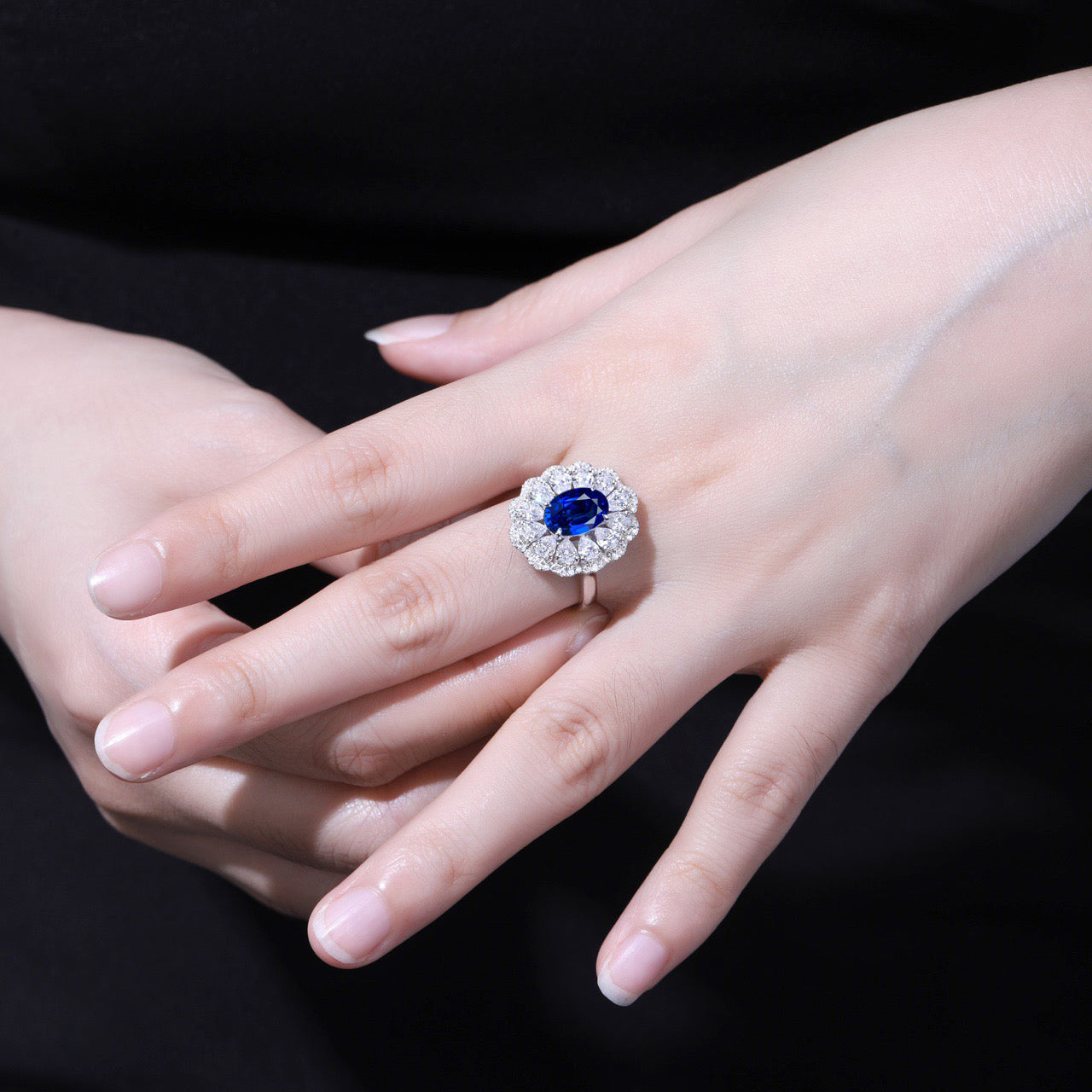 s925 sterling silver lab sapphire/ruby/emerald/paraiba & cz diamond ring