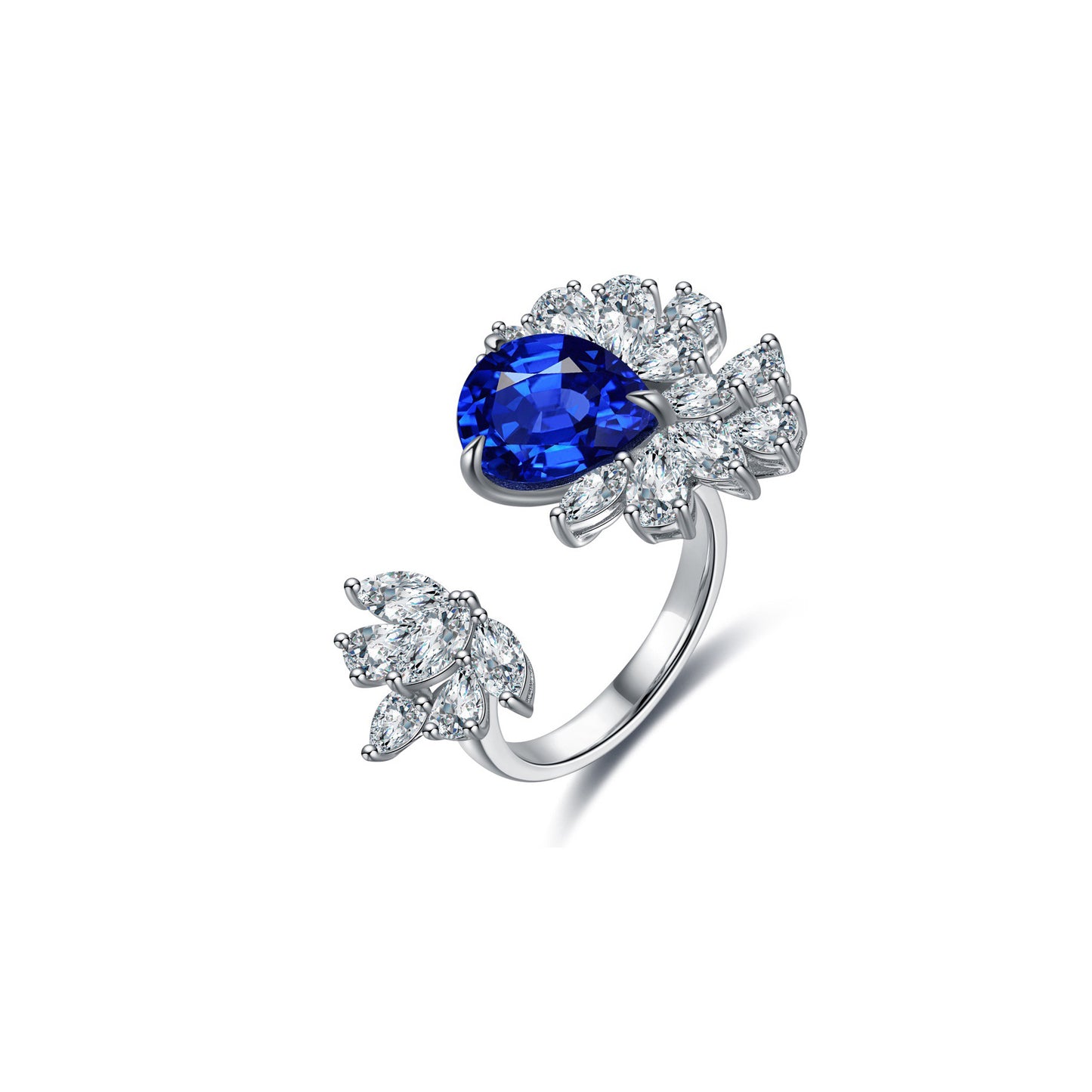 s925 sterling silver lab paraiba/ruby/sapphire/emerald & cz diamond ring