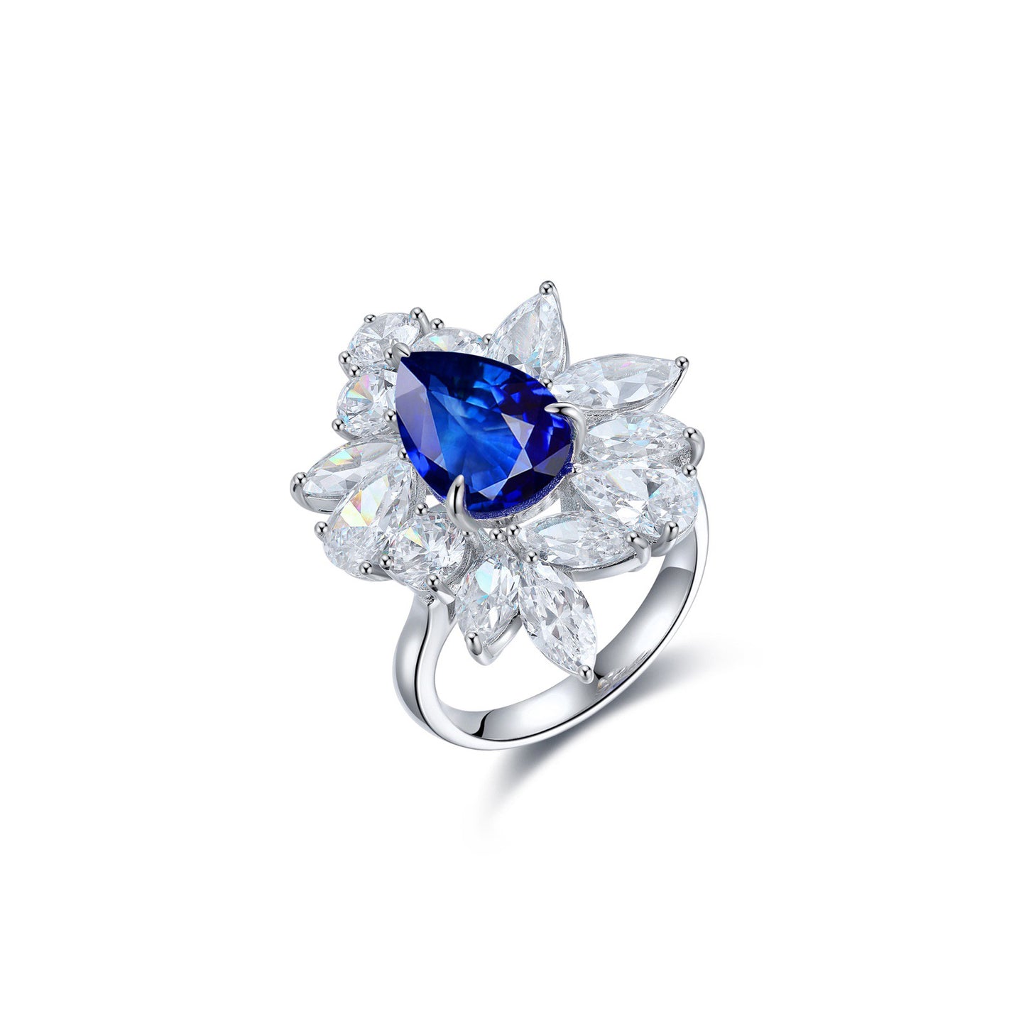 s925 sterling silver lab ruby/sapphire/emerald/paraiba/cobalt spinel & cz diamond ring