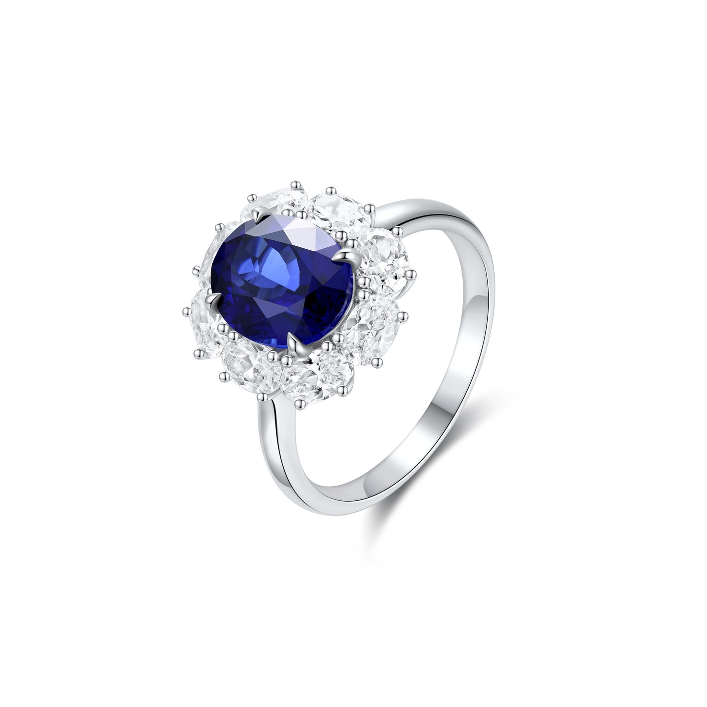 s925 sterling silver lab sapphire/ruby/paraiba/cobalt spinel & cz diamond ring