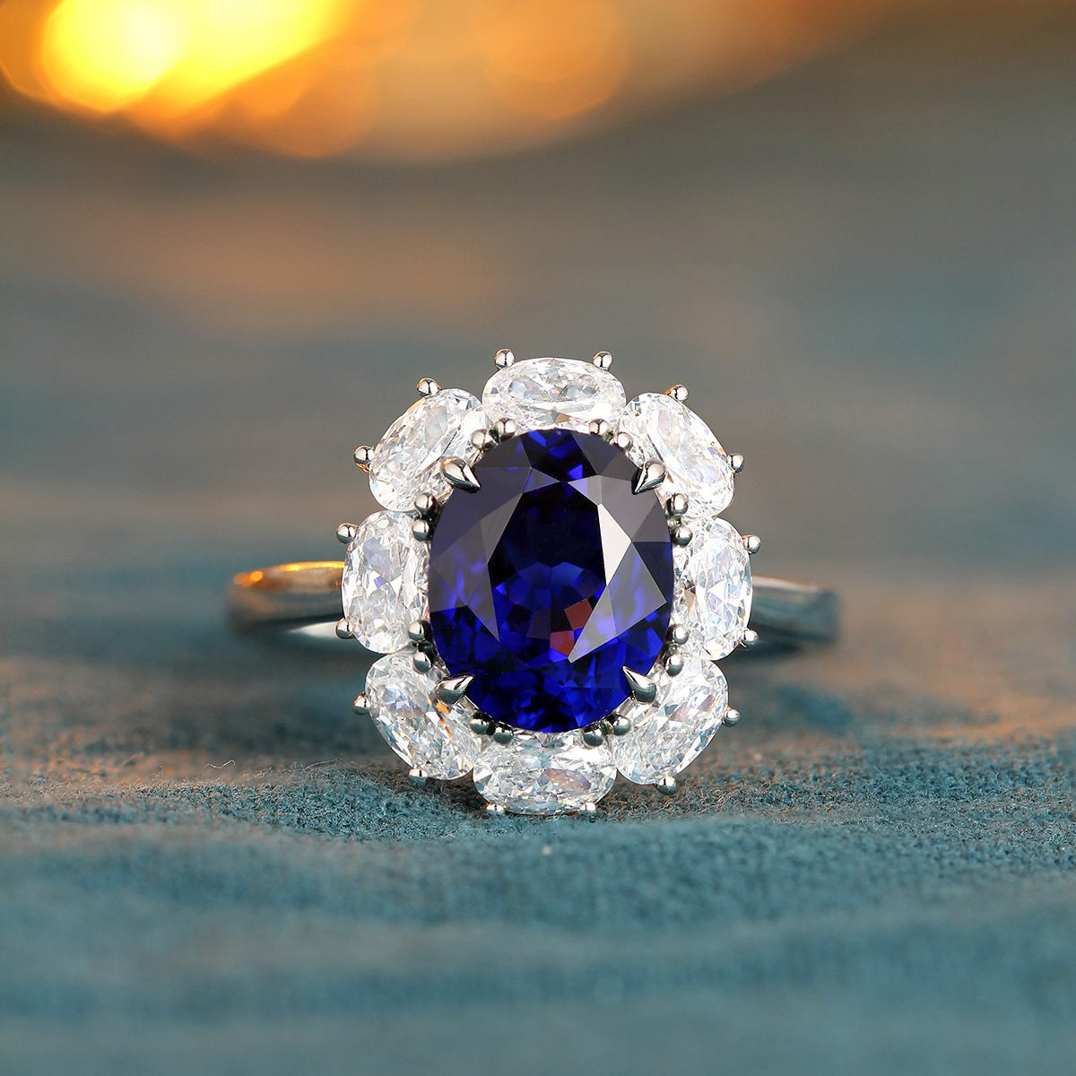 s925 sterling silver lab sapphire/ruby/paraiba/cobalt spinel & cz diamond ring