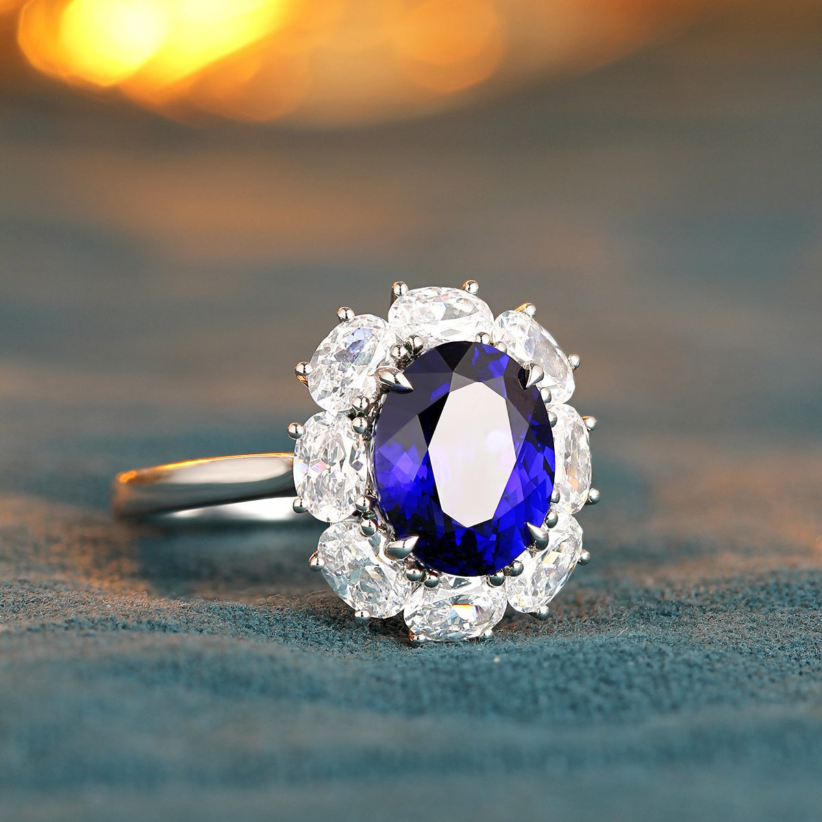 s925 sterling silver lab sapphire/ruby/paraiba/cobalt spinel & cz diamond ring