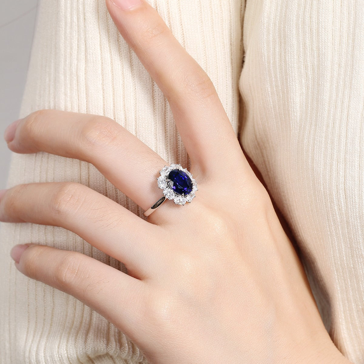 s925 sterling silver lab sapphire/ruby/paraiba/cobalt spinel & cz diamond ring