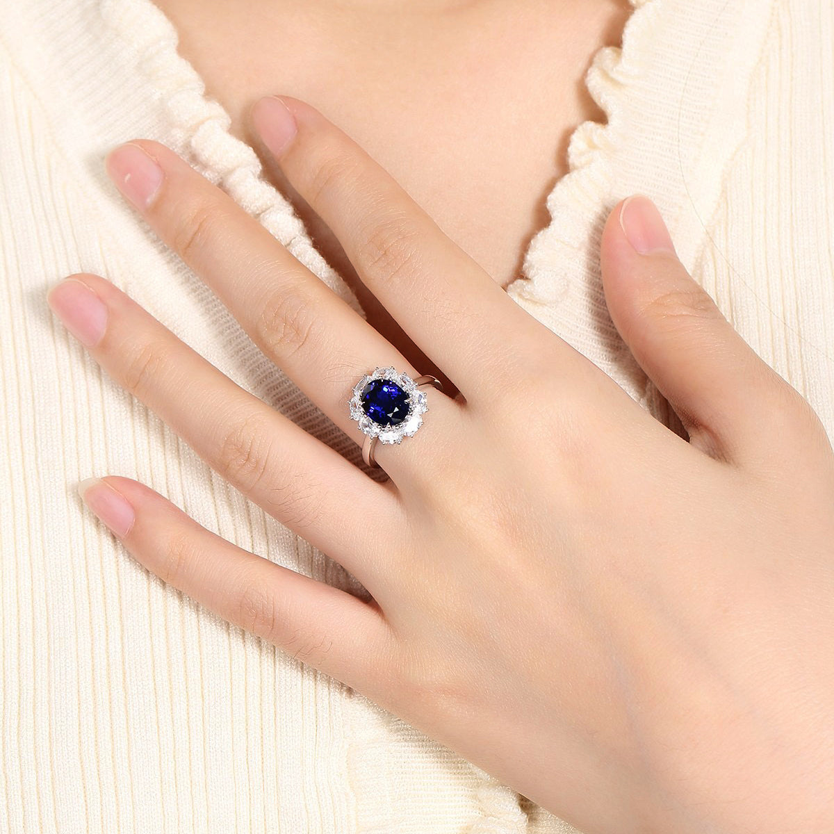 s925 sterling silver lab sapphire/ruby/paraiba/cobalt spinel & cz diamond ring