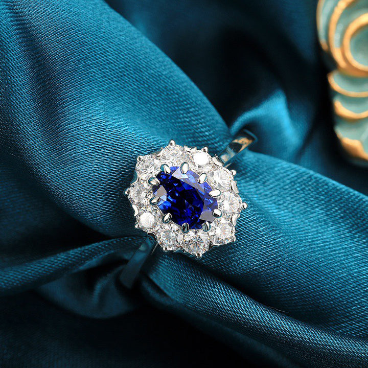 s925 sterling silver lab ruby/sapphire/emerald/paraiba/cobalt spinel & cz diamond ring