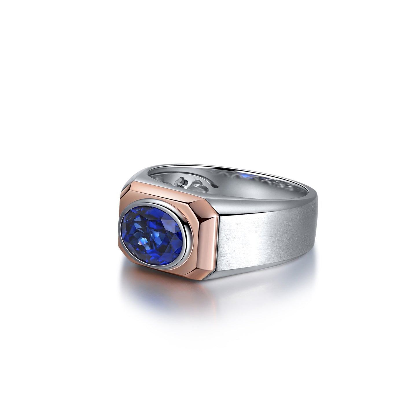 s925 sterling silver men's lab sapphire ring