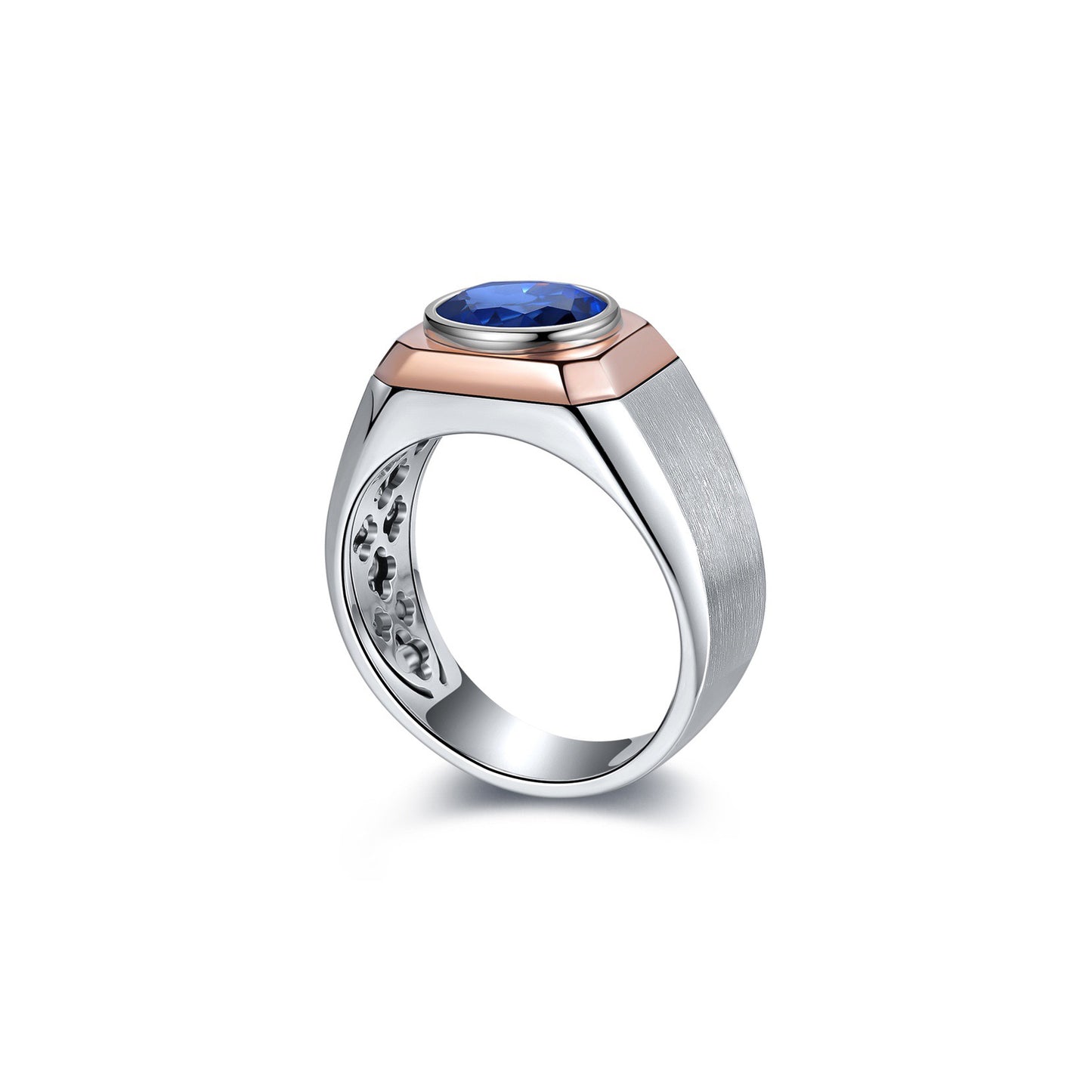 s925 sterling silver men's lab sapphire ring