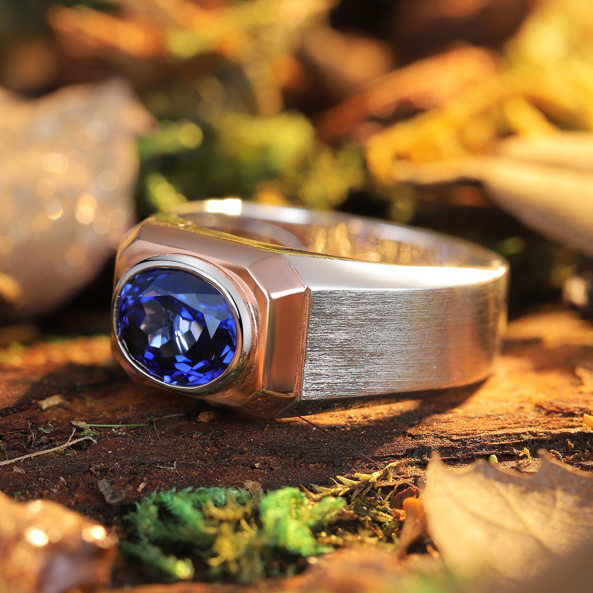 s925 sterling silver men's lab sapphire ring