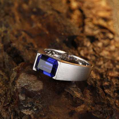 Blue Sapphire Ring,S925 Sterling Silver Ring, Men's Signet Ring, Handmade Signet Ring, Blue Sapphire Signet Ring, Gift Ring For Him
