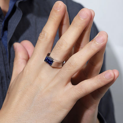 Blue Sapphire Ring,S925 Sterling Silver Ring, Men's Signet Ring, Handmade Signet Ring, Blue Sapphire Signet Ring, Gift Ring For Him