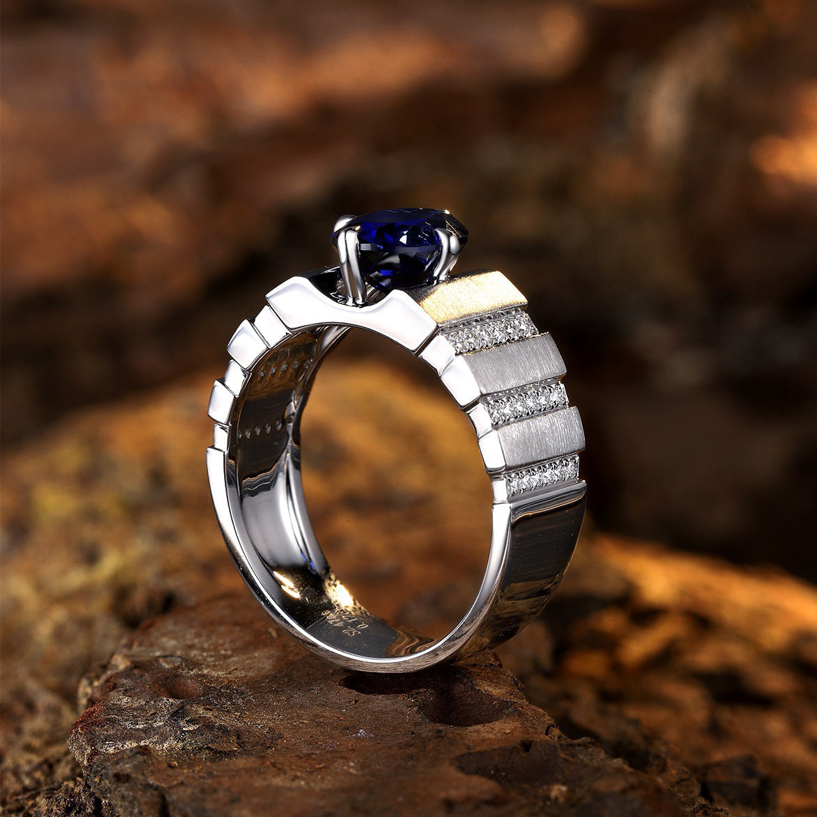 blue sapphire men’s ring, handmade sterling silver statement band, s925 wedding ring for him, bold gemstone ring, anniversary gift