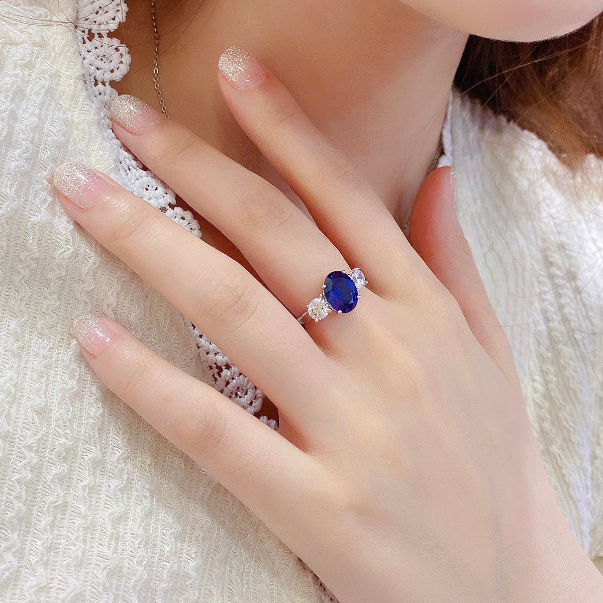 s925 sterling silver lab paraiba/ruby/sapphire/emerald & cz diamond ring