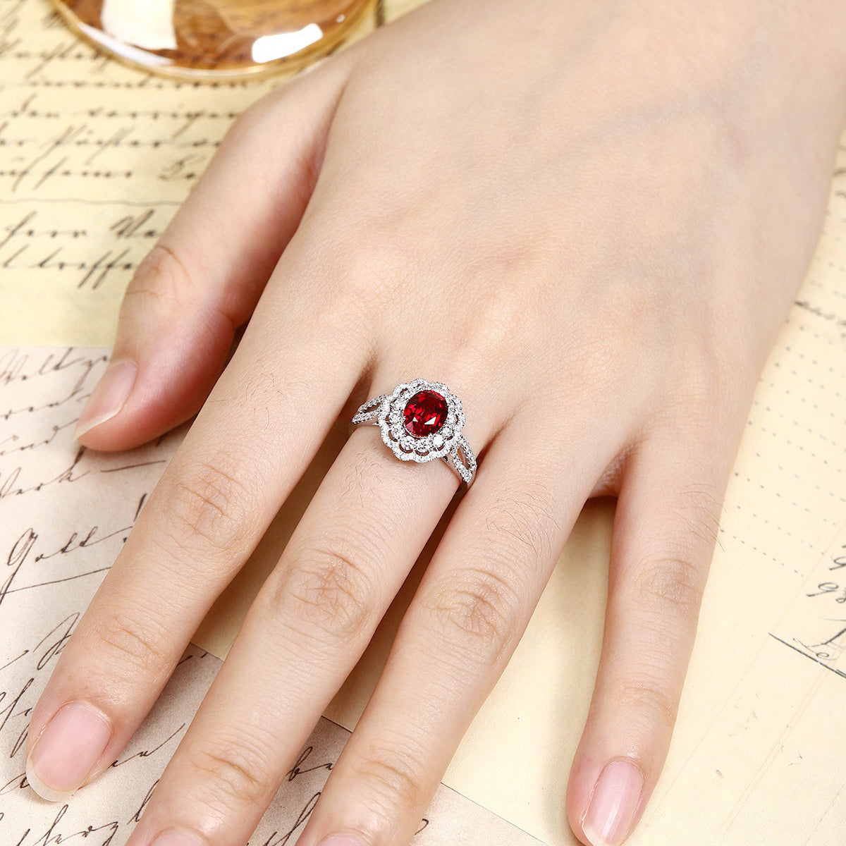 s925 sterling silver lab paraiba/sapphire/ruby/emerald & cz diamond ring