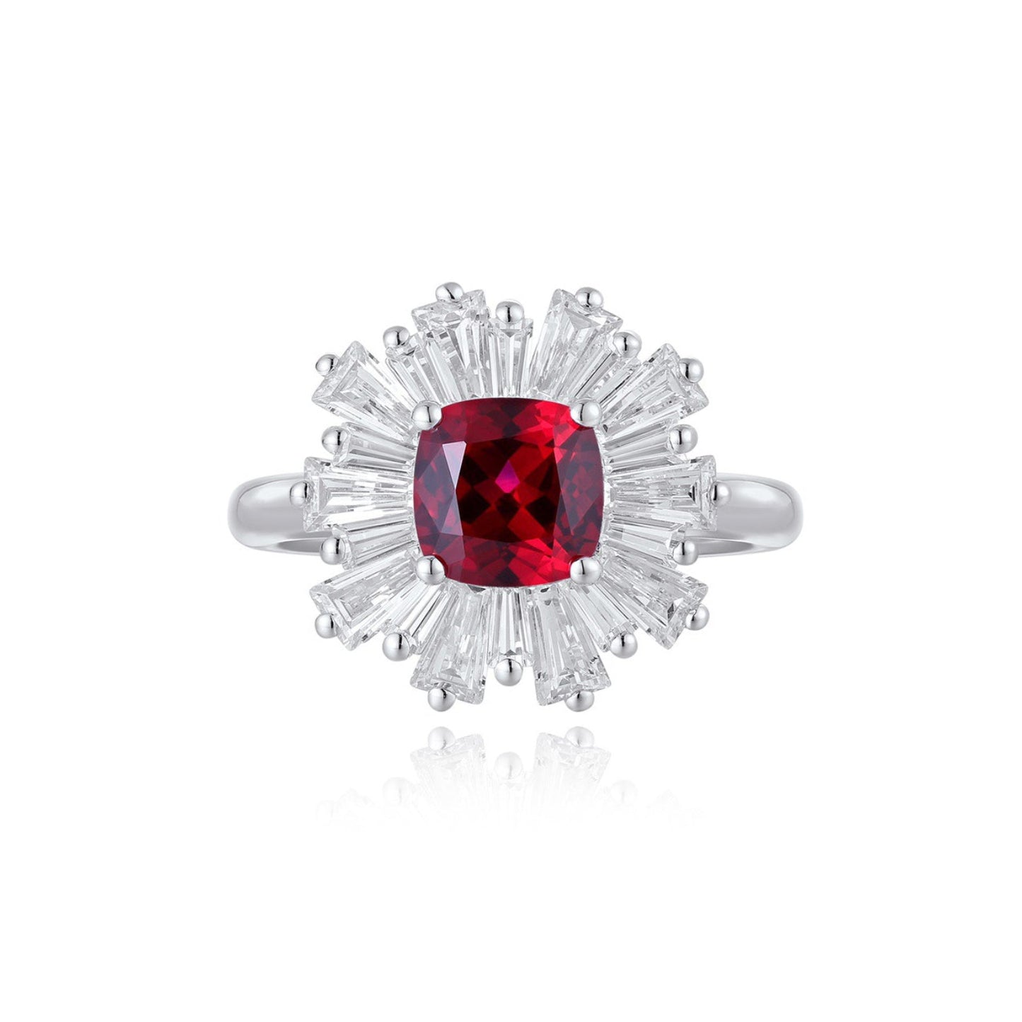 s925 sterling silver lab ruby/sapphire/emerald & cz diamond ring