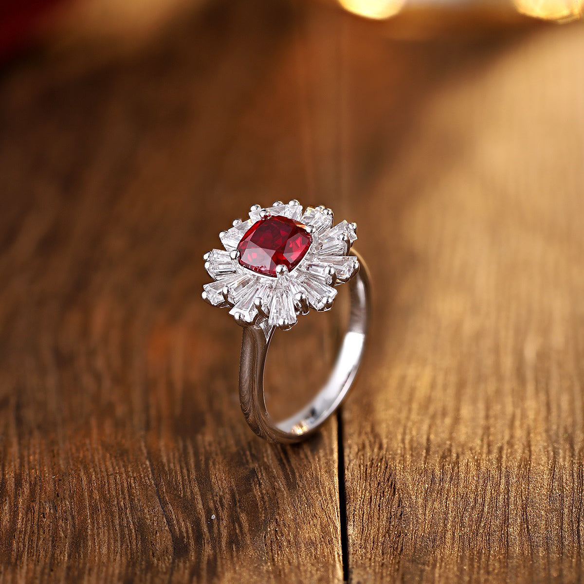 s925 sterling silver lab ruby/sapphire/emerald & cz diamond ring