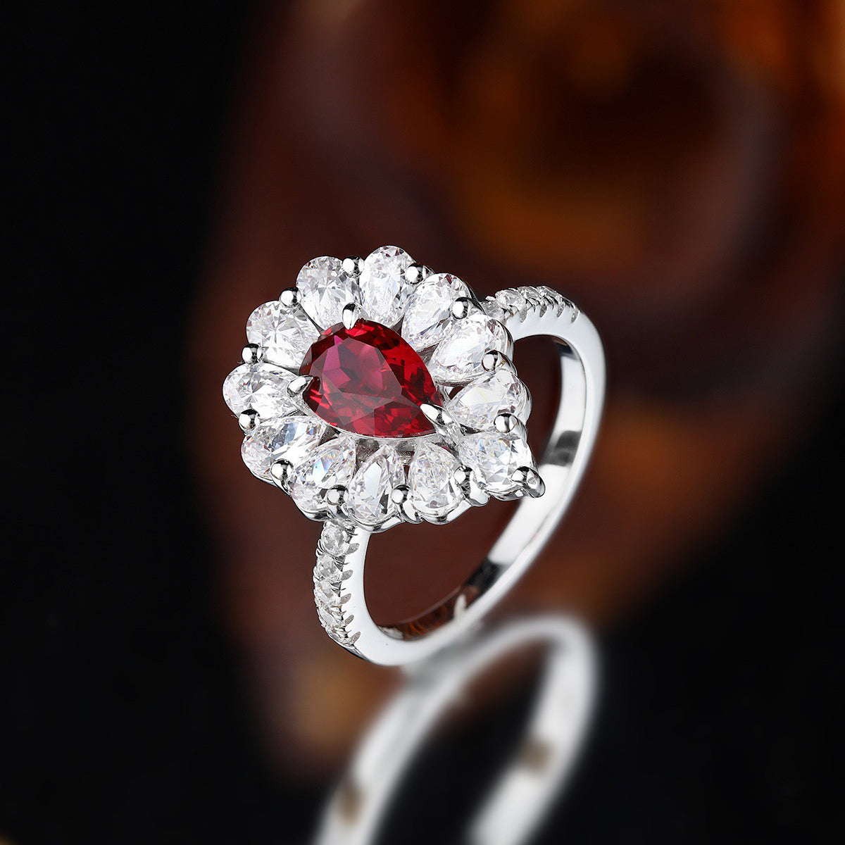s925 sterling silver paraiba/emerald/ruby/sapphire & cz diamond ring