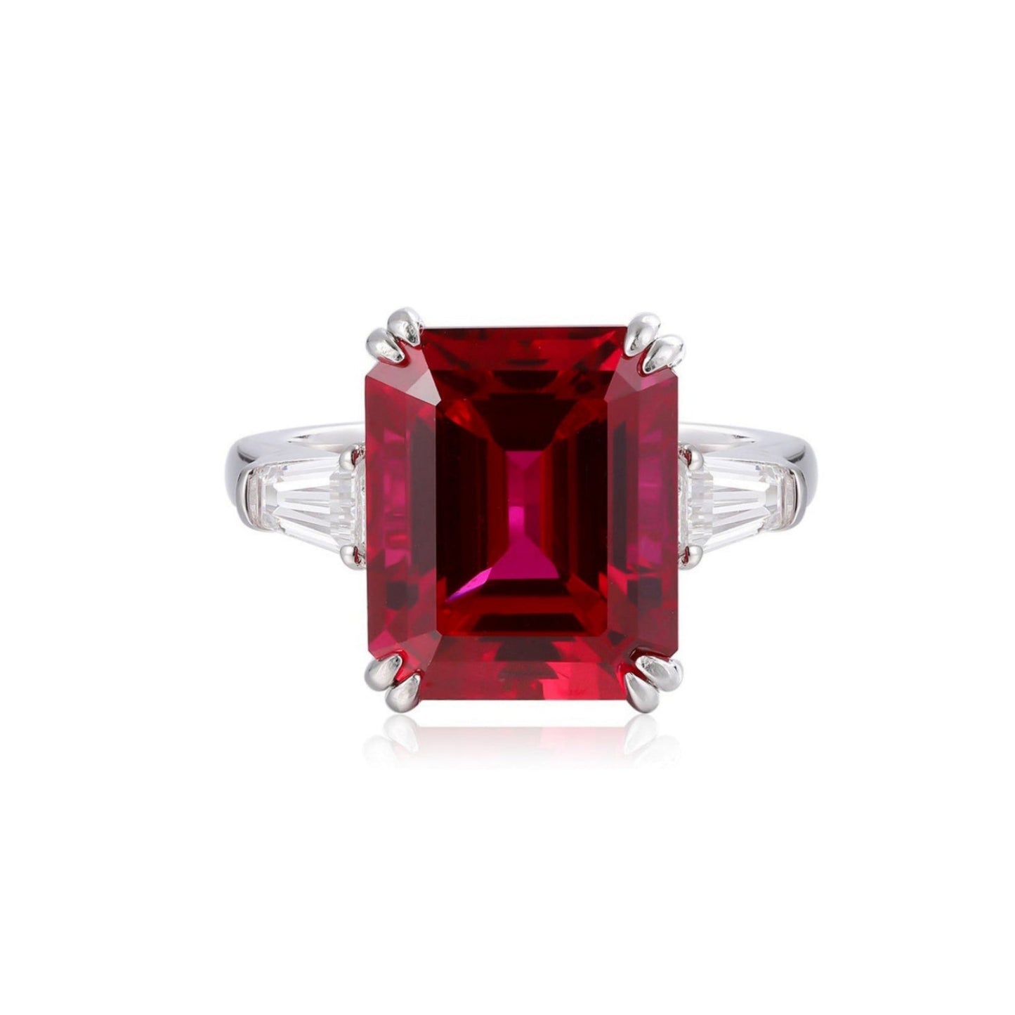 emerald cut engagement ring in s925 sterling silver, 8.77 ct lab ruby engagement ring, emerald art deco ruby ring,silver promise ring