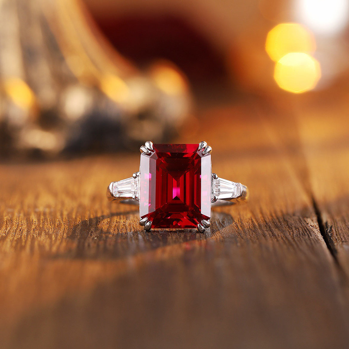 emerald cut engagement ring in s925 sterling silver, 8.77 ct lab ruby engagement ring, emerald art deco ruby ring,silver promise ring