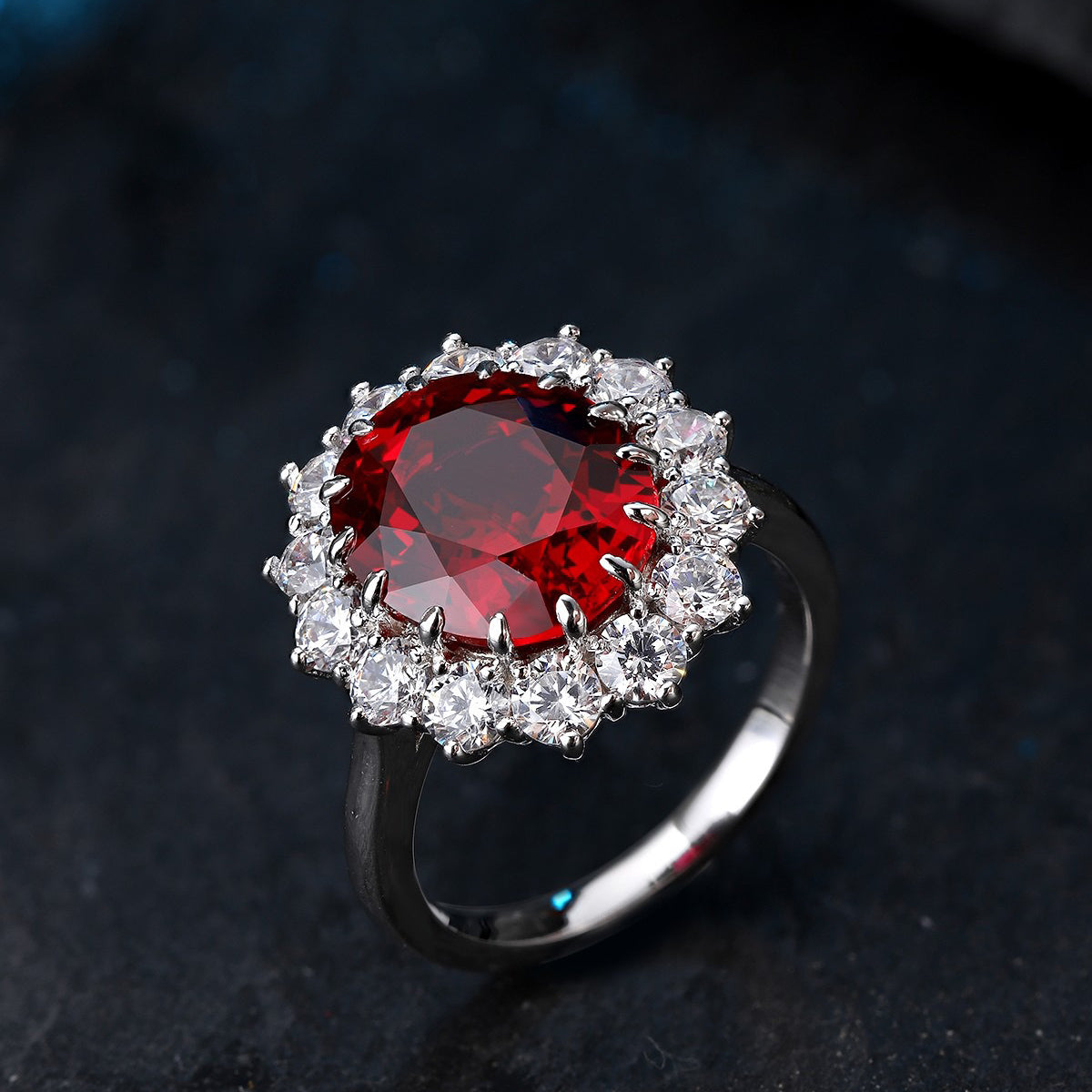 s925 sterling silver lab ruby/paraiba/sapphire/emerald/cobalt spinel & cz diamond ring