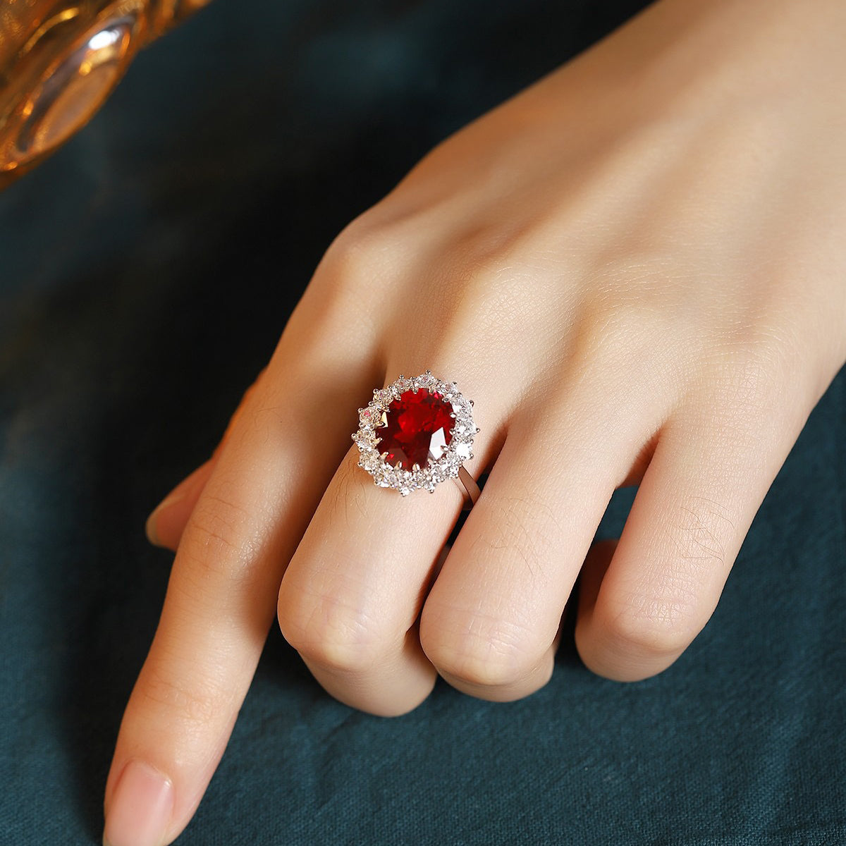s925 sterling silver lab ruby/paraiba/sapphire/emerald/cobalt spinel & cz diamond ring