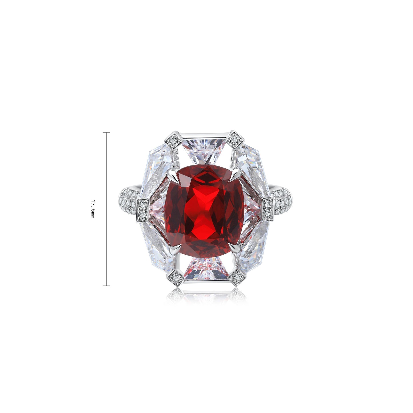 s925 sterling silver lab ruby/sapphire & cz diamond ring