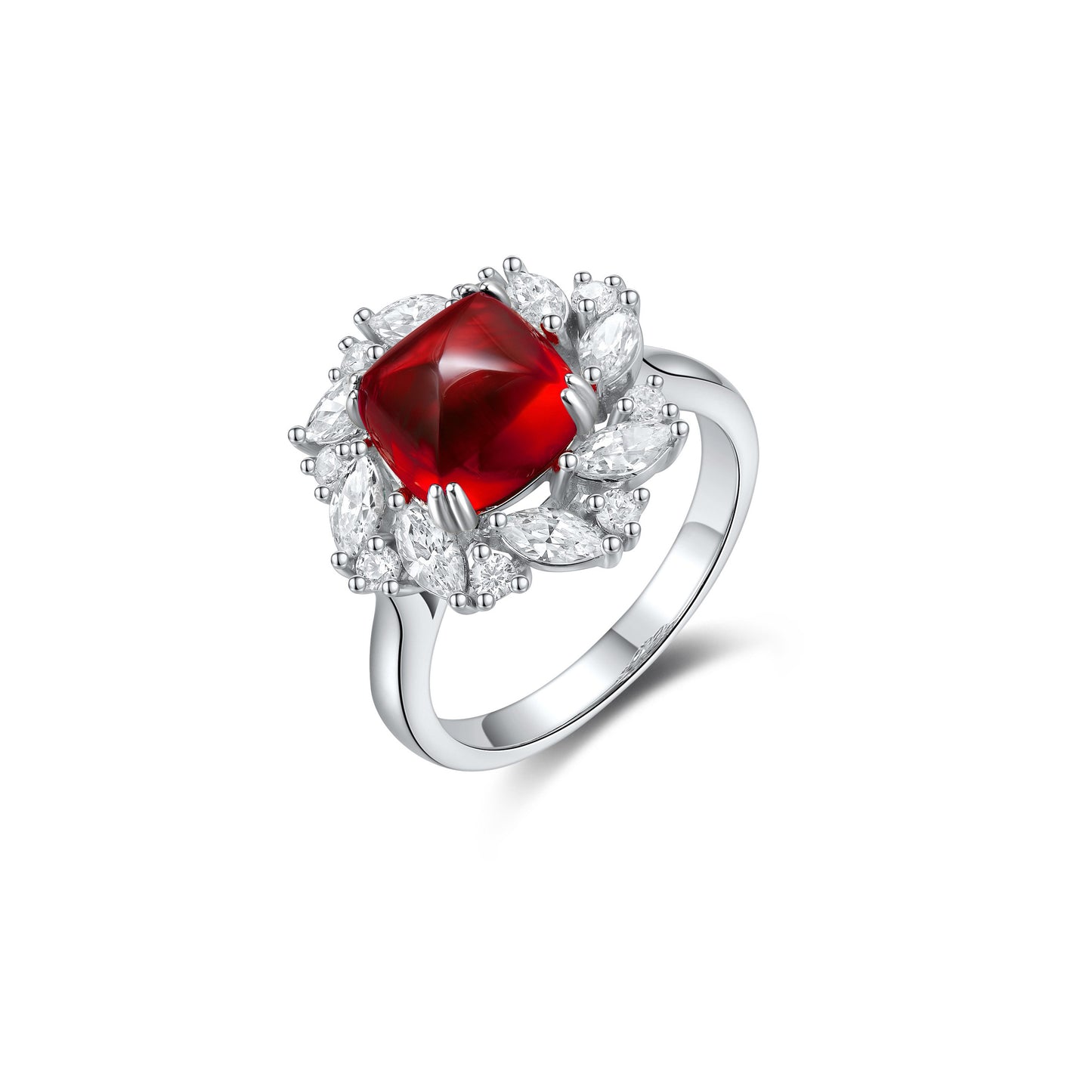 s925 sterling silver lab ruby/emerald/sapphire/paraiba & cz diamond ring