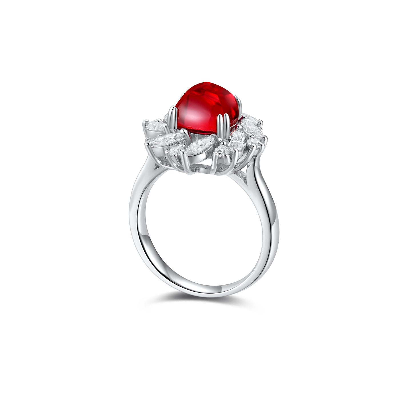 s925 sterling silver lab ruby/emerald/sapphire/paraiba & cz diamond ring