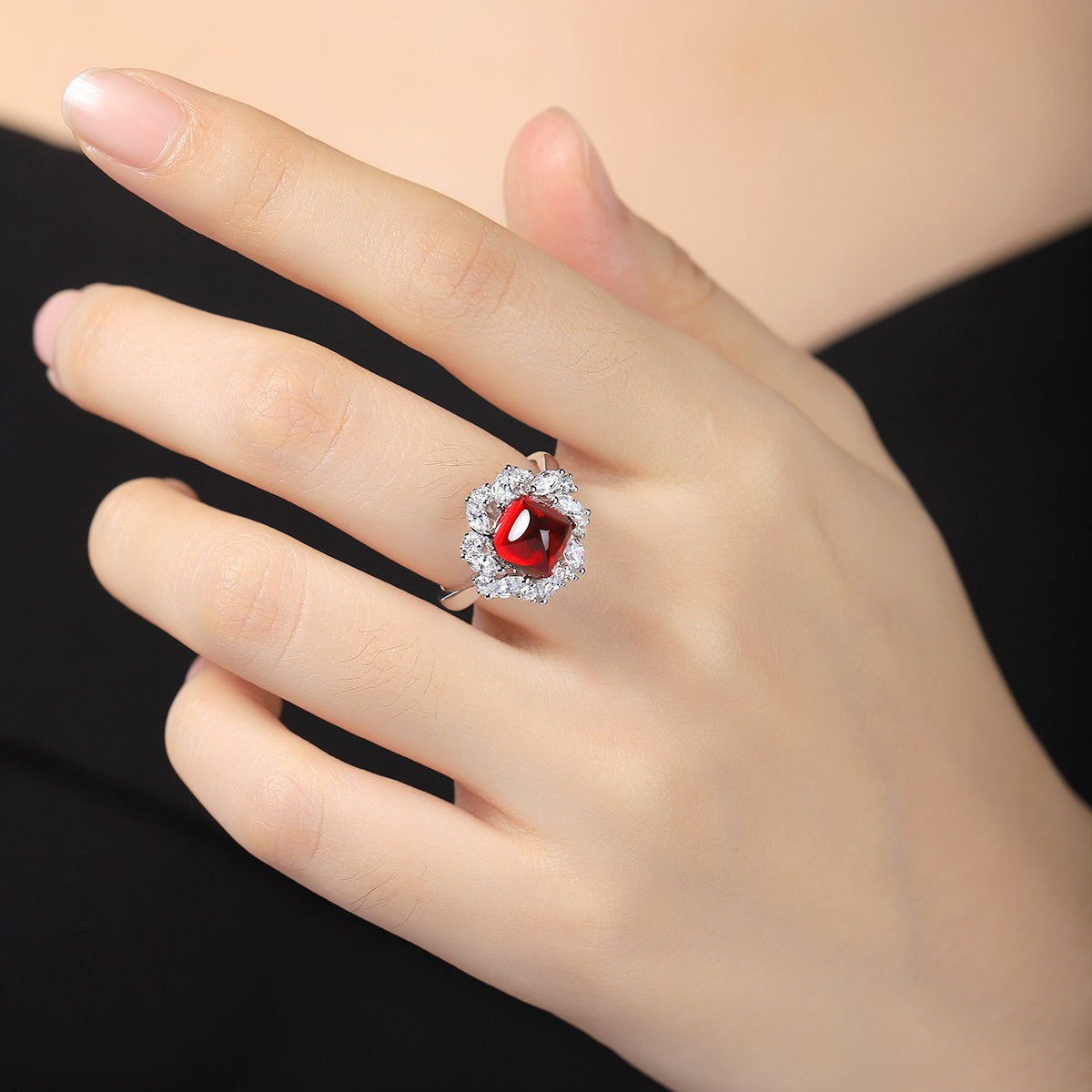 s925 sterling silver lab ruby/emerald/sapphire/paraiba & cz diamond ring