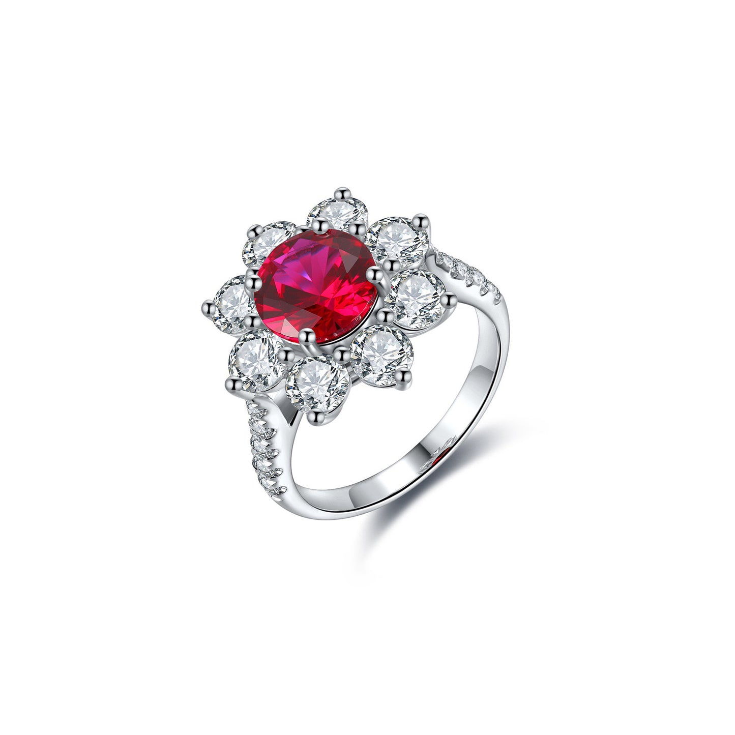 s925 sterling silver lab ruby/sapphire/emerald/paraiba & cz diamond ring