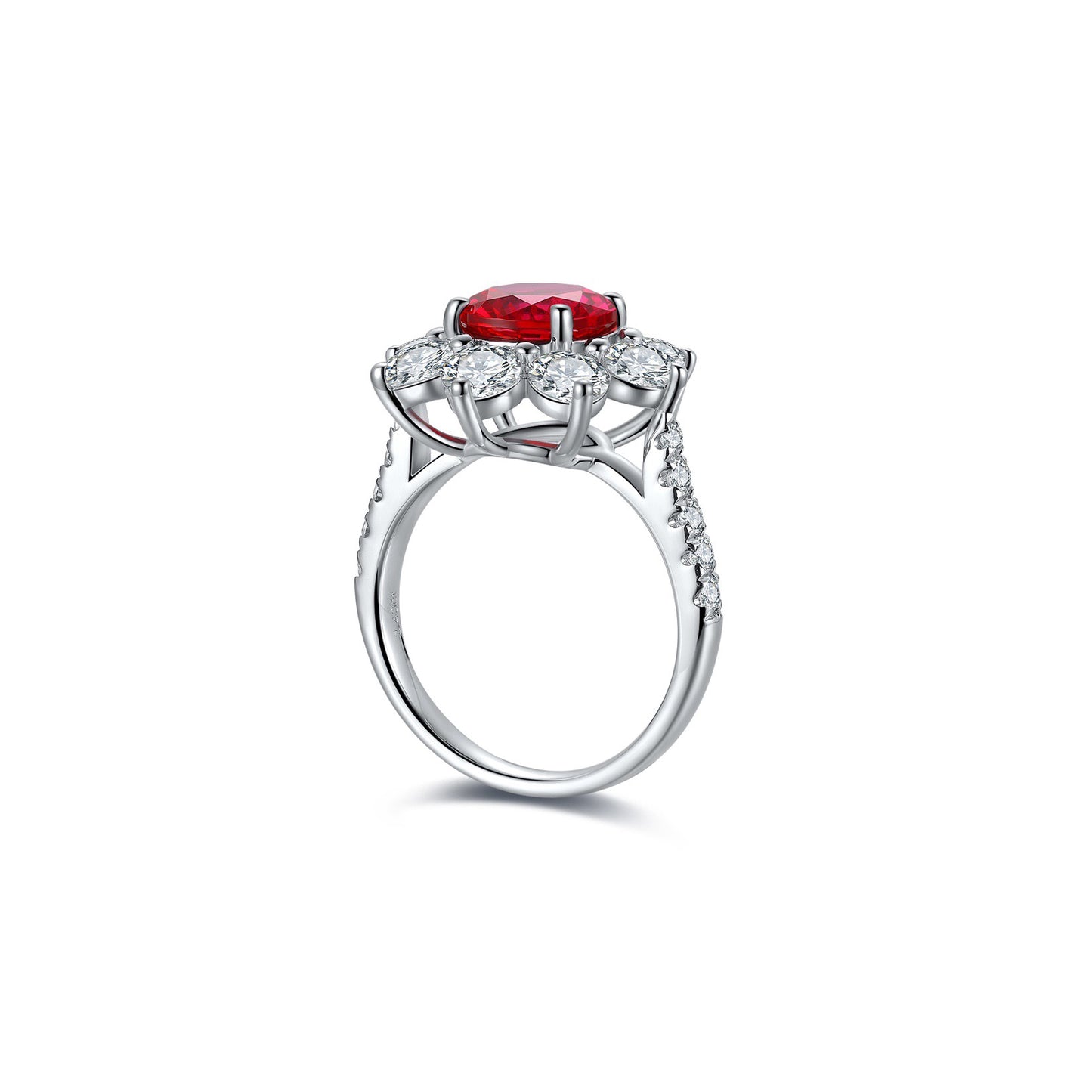 s925 sterling silver lab ruby/sapphire/emerald/paraiba & cz diamond ring