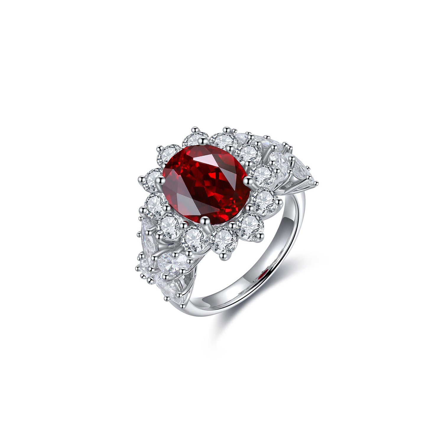 s925 sterling silver lab ruby/sapphire/emerald/paraiba & cz diamond ring