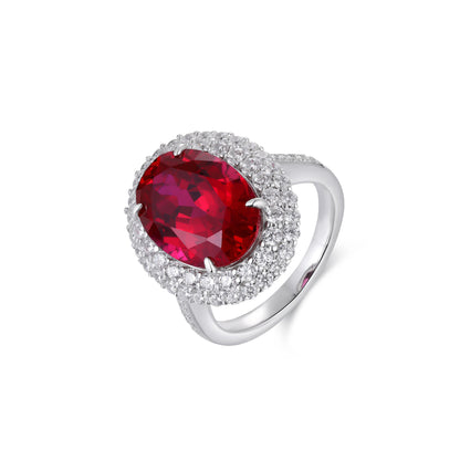 Ruby Ring, Halo Ring, Oval Ring, July Birthstone, Solitaire Ring, Ruby Jewelry, CZ Ring, Birthstone Ring, Gift for Her