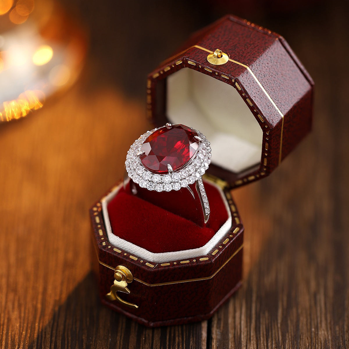 ruby ring, halo ring, oval ring, july birthstone, solitaire ring, ruby jewelry, cz ring, birthstone ring, gift for her